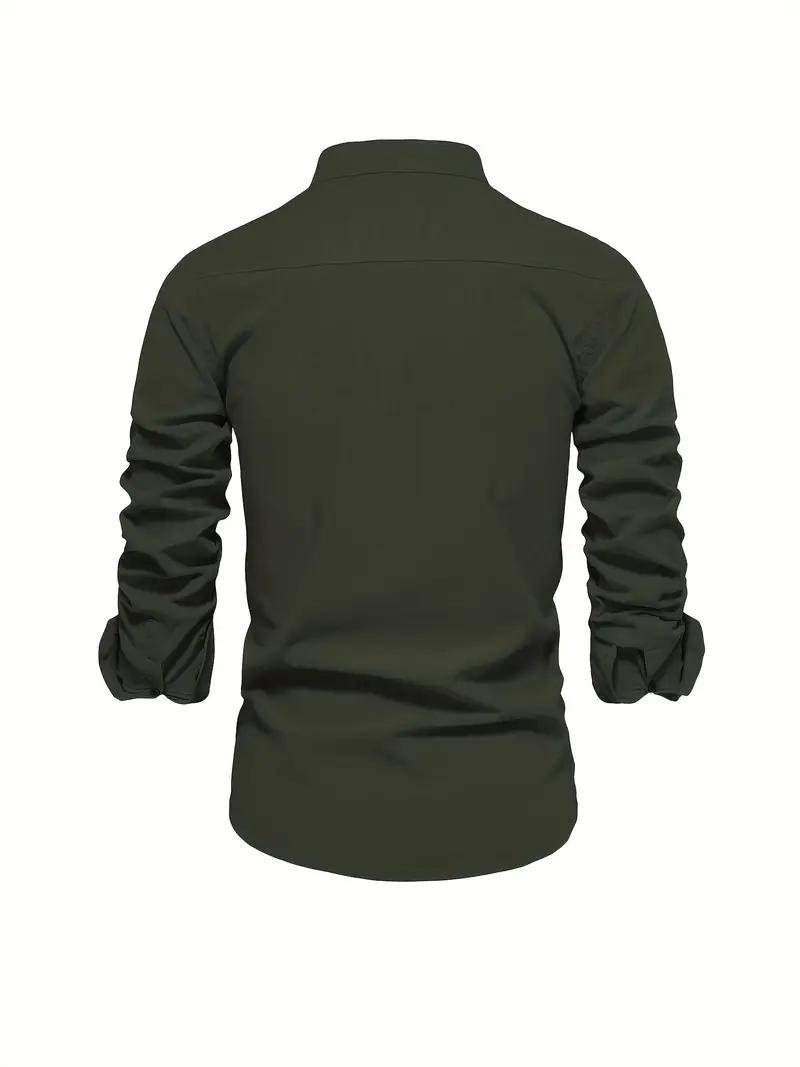 Chemise homme col mao manches longues élégante style casual business - Image 16