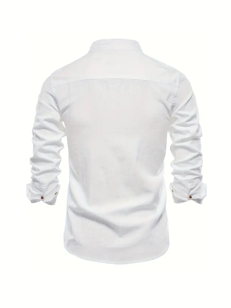 Chemise homme col mao manches longues élégante style casual business - Image 2