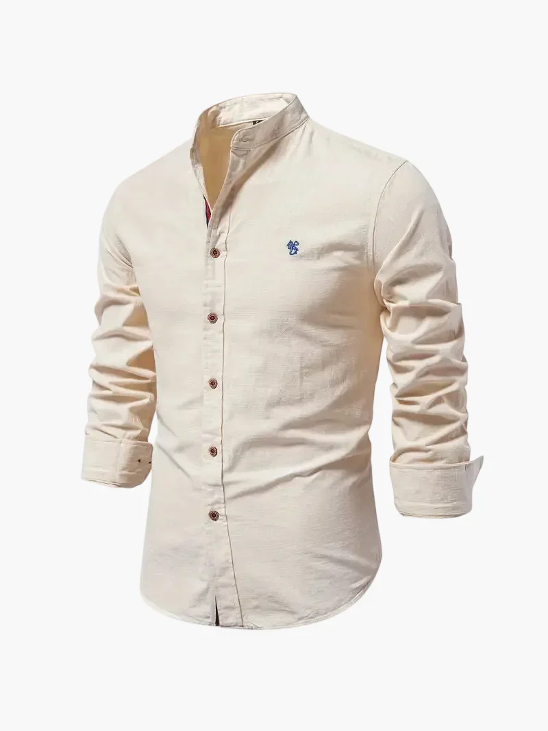 Chemise homme col mao manches longues élégante style casual business - Image 5