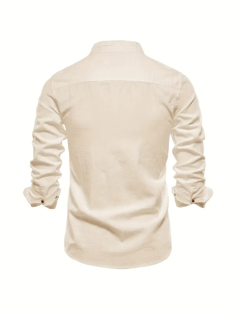 Chemise homme col mao manches longues élégante style casual business - Image 6