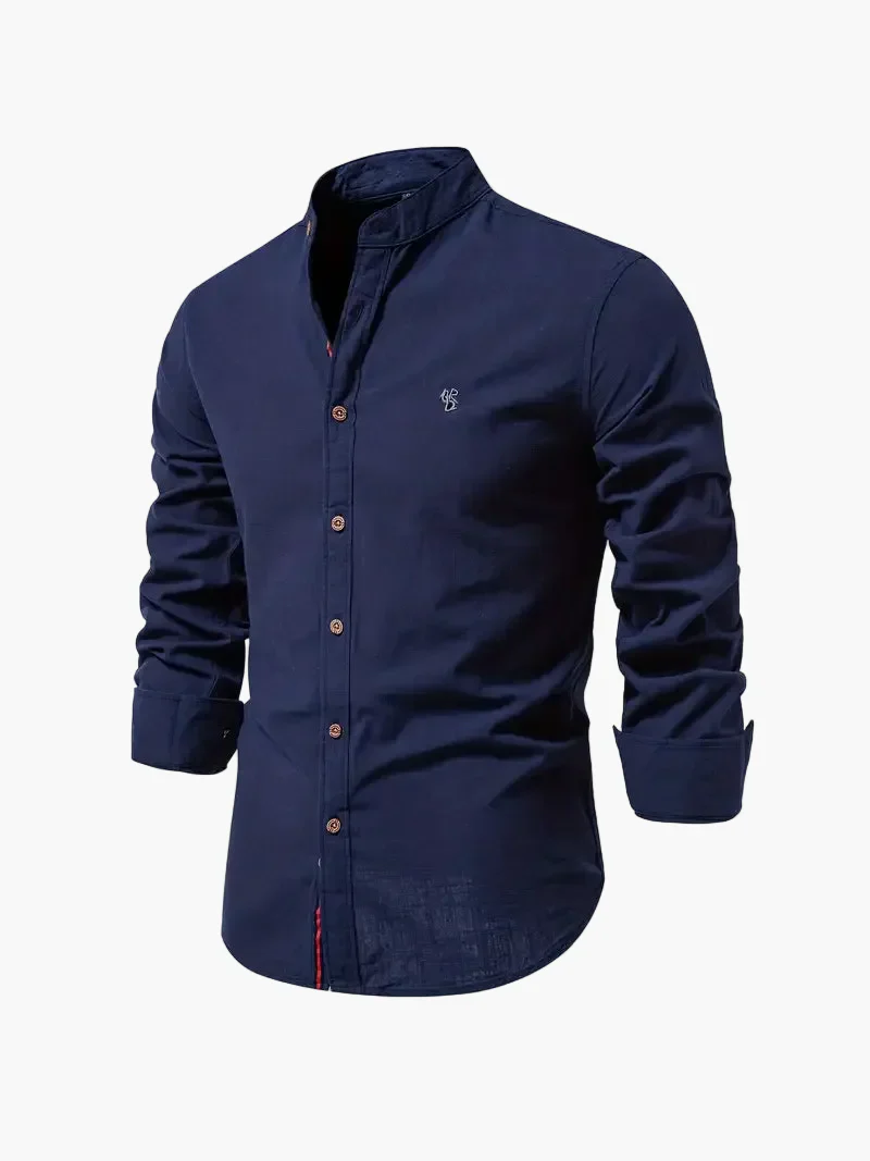 Chemise homme col mao manches longues élégante style casual business - Image 7