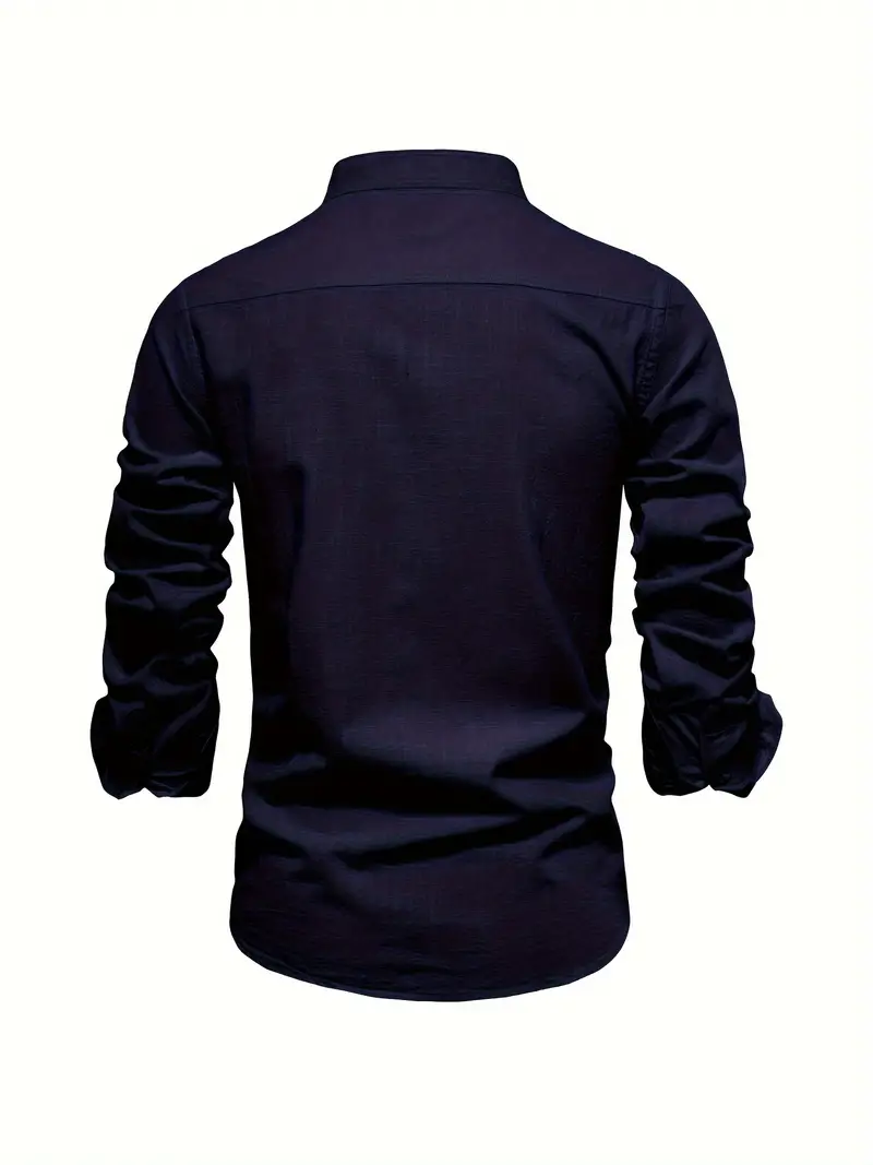 Chemise homme col mao manches longues élégante style casual business - Image 8