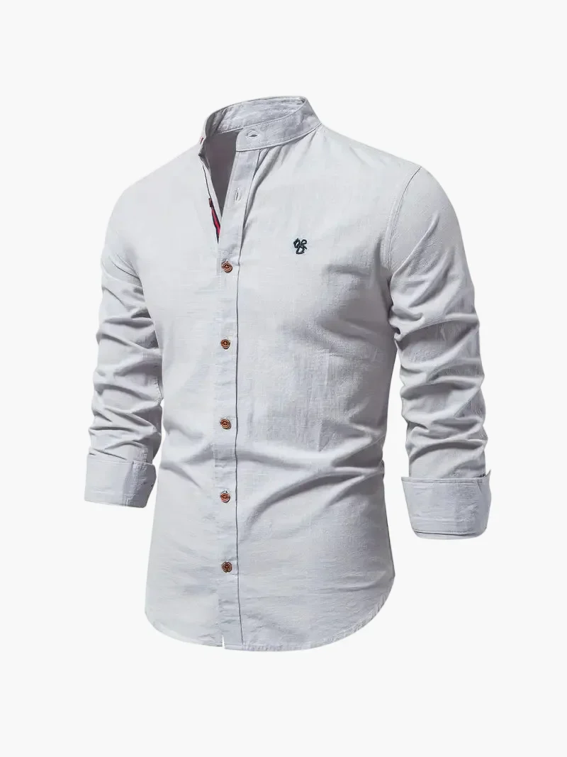 Chemise homme col mao manches longues élégante style casual business - Image 9