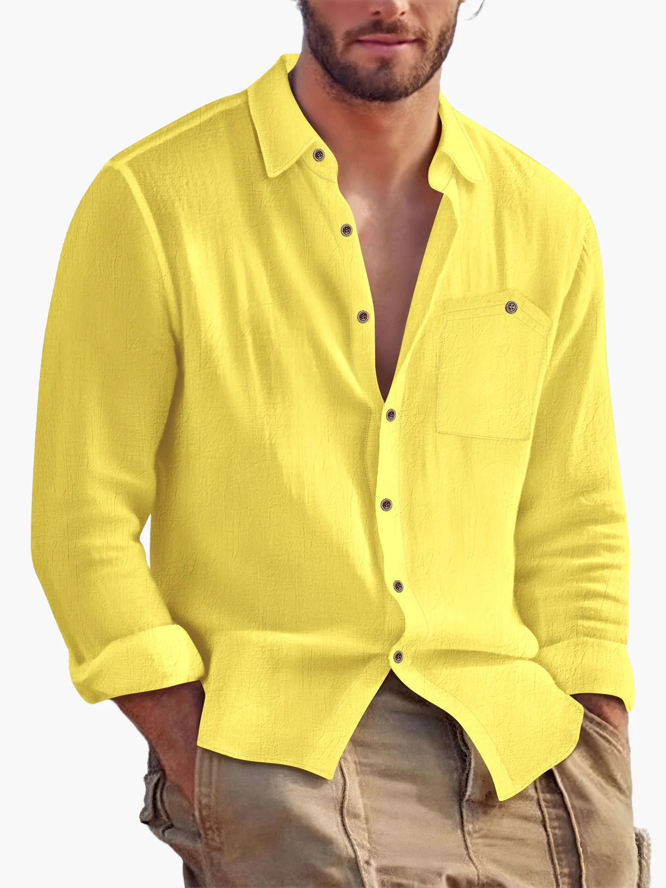 Chemise homme décontractée à manches longues style bord de mer - Image 16
