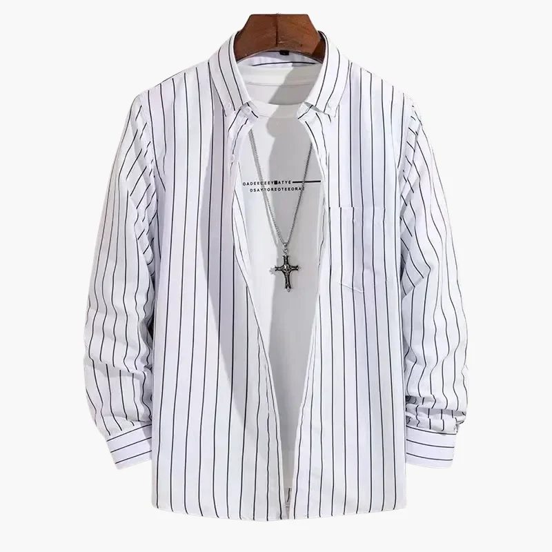 Chemise homme élégante à rayures style business casual – manches longues, tendance urbaine - Image 10