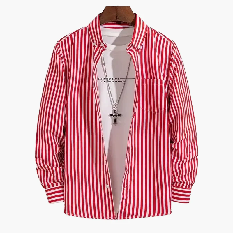 Chemise homme élégante à rayures style business casual – manches longues, tendance urbaine - Image 11