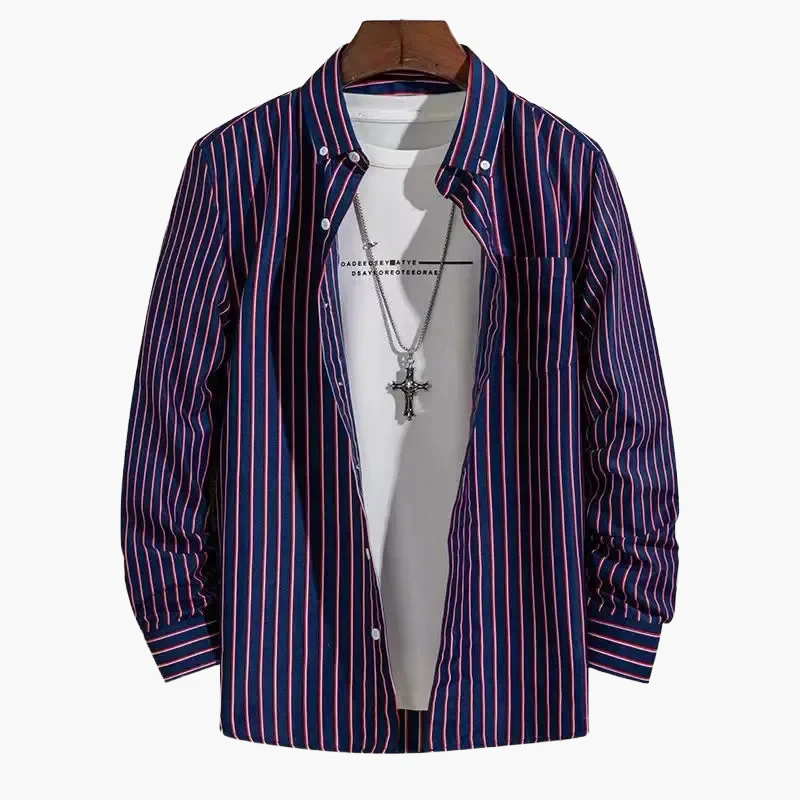 Chemise homme élégante à rayures style business casual – manches longues, tendance urbaine - Image 13