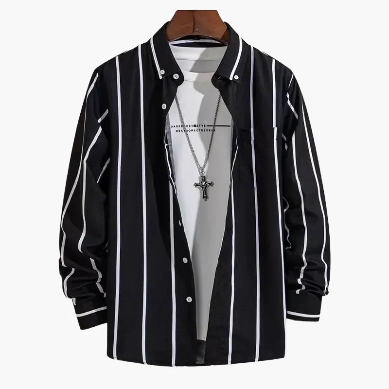 Chemise homme élégante à rayures style business casual – manches longues, tendance urbaine - Image 14