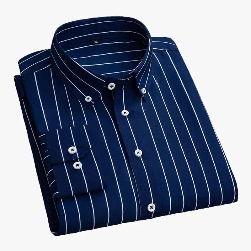 Chemise homme élégante à rayures style business casual – manches longues, tendance urbaine - Image 2
