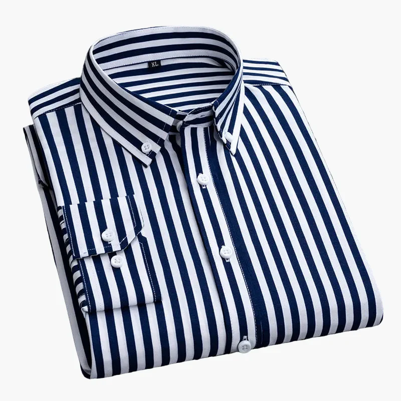 Chemise homme élégante à rayures style business casual – manches longues, tendance urbaine - Image 3