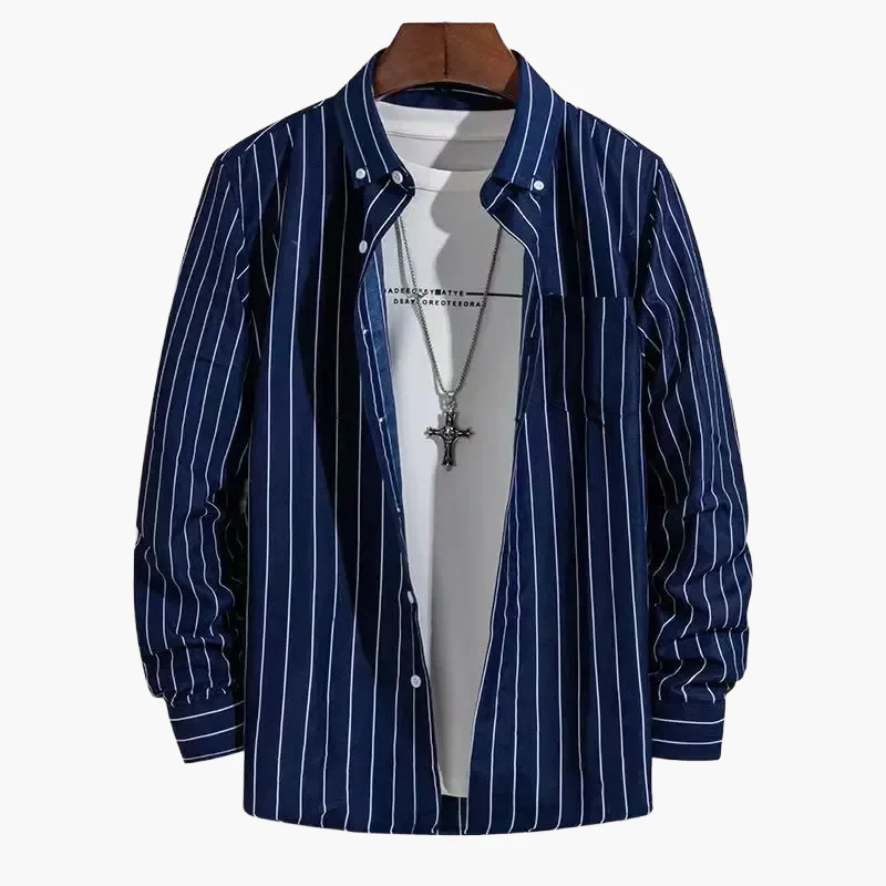 Chemise homme élégante à rayures style business casual – manches longues, tendance urbaine - Image 7
