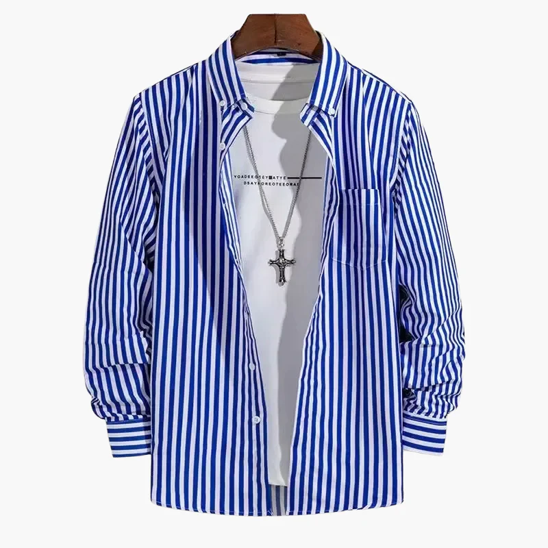 Chemise homme élégante à rayures style business casual – manches longues, tendance urbaine - Image 8