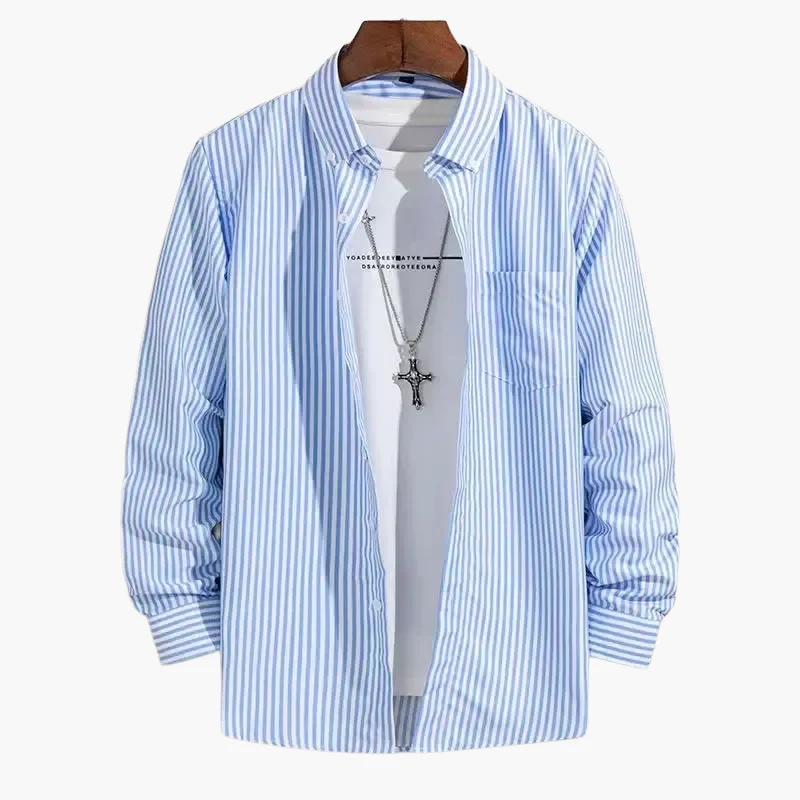 Chemise homme élégante à rayures style business casual – manches longues, tendance urbaine - Image 9