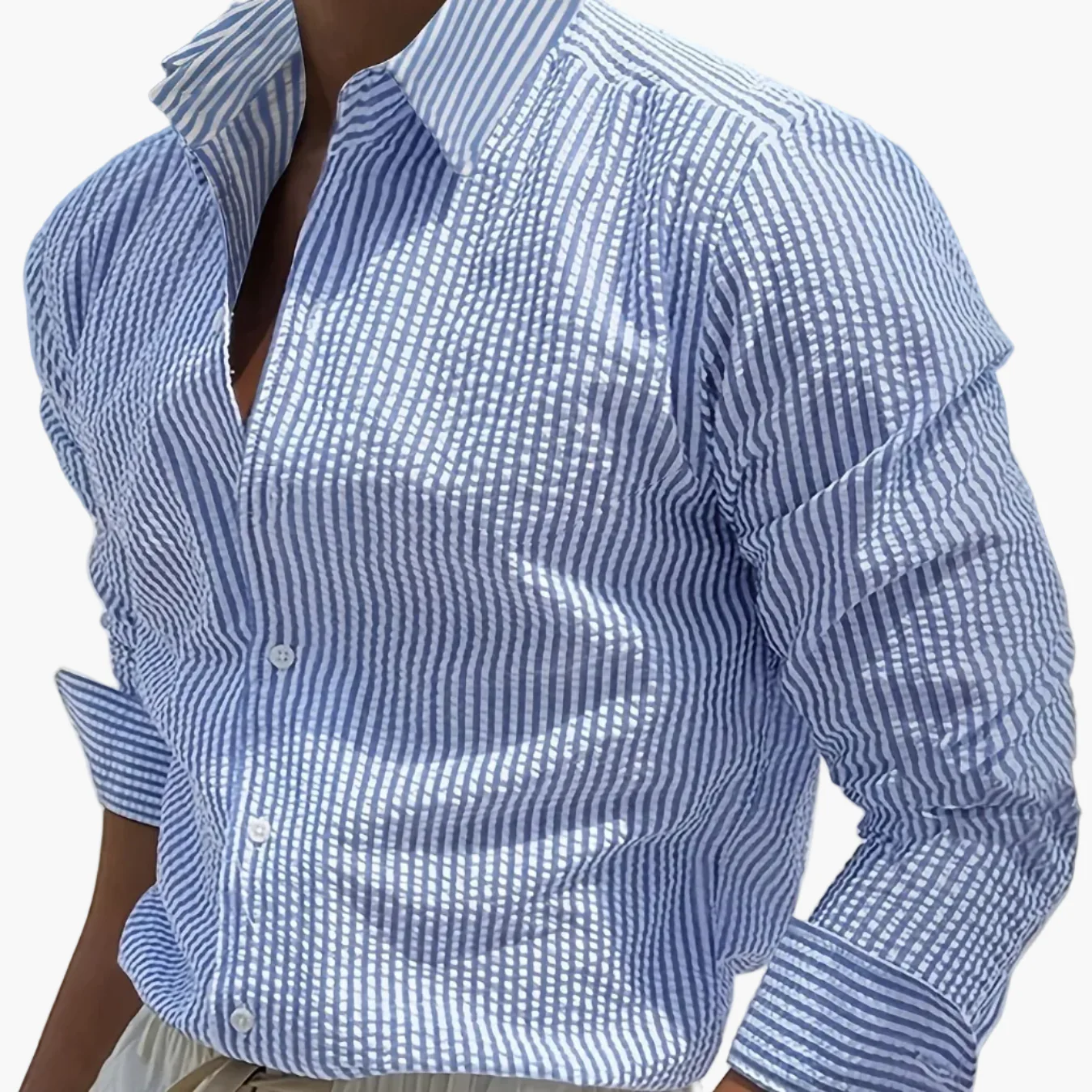 Chemise homme à rayures style décontracté pour la plage ou le bureau - Image 11