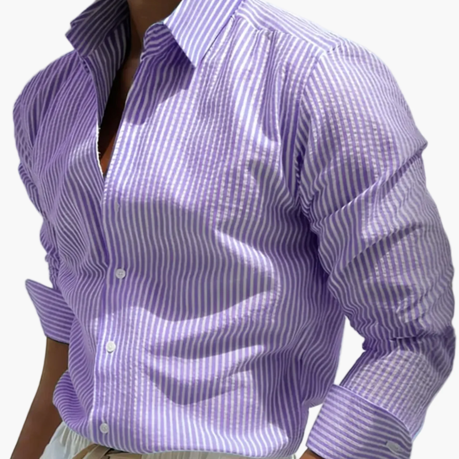 Chemise homme à rayures style décontracté pour la plage ou le bureau - Image 12