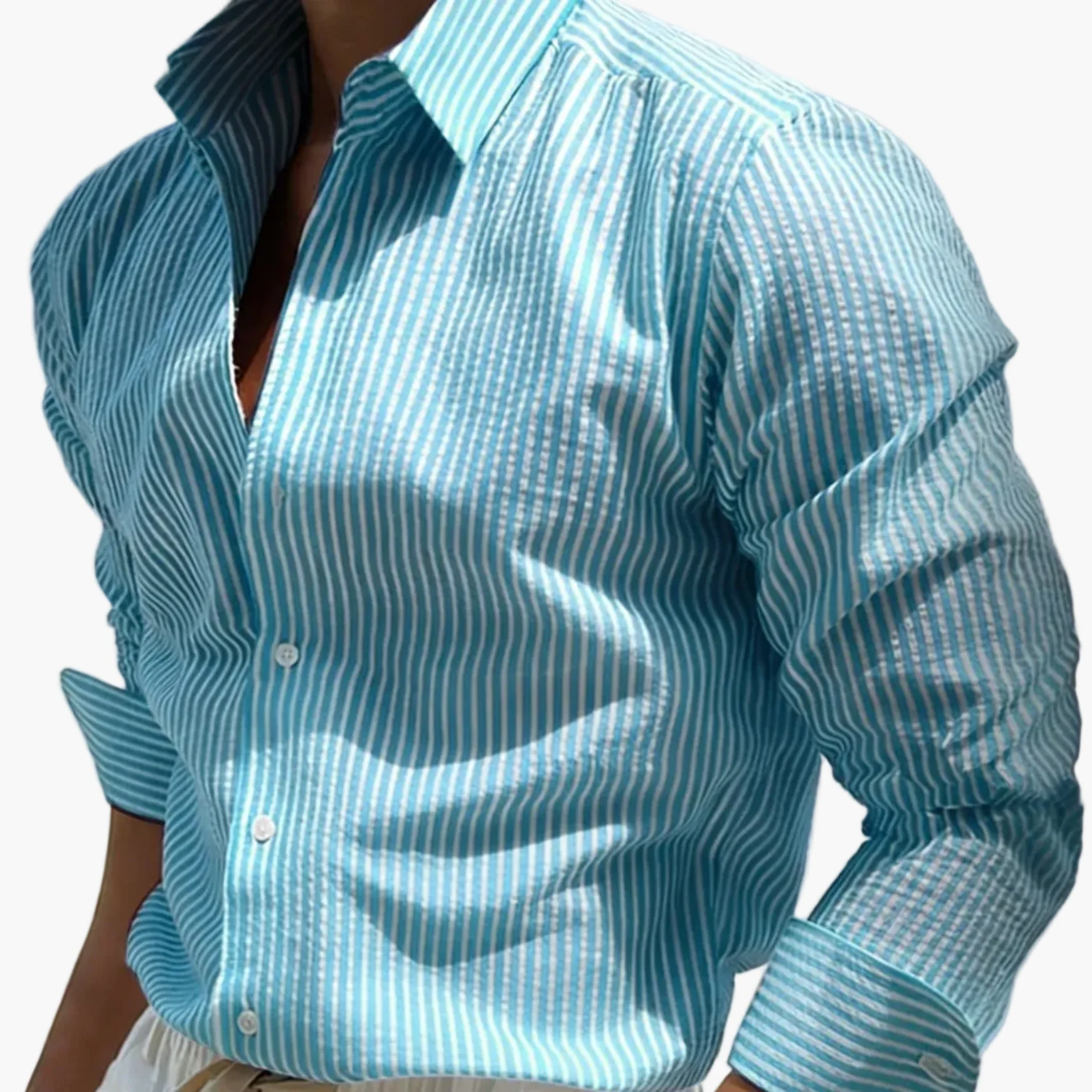 Chemise homme à rayures style décontracté pour la plage ou le bureau - Image 13