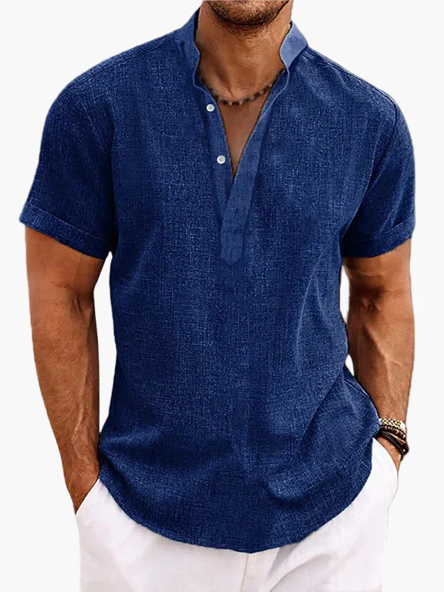 Chemise pour homme style Henley manches courtes élégante et décontractée pour l’été - Image 6