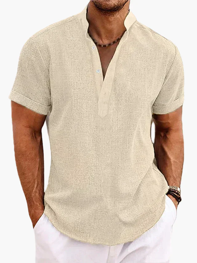Chemise pour homme style Henley manches courtes élégante et décontractée pour l’été - Image 7