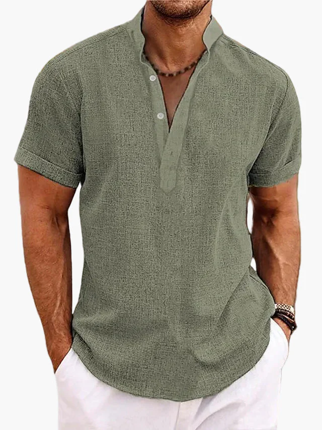 Chemise pour homme style Henley manches courtes élégante et décontractée pour l’été - Image 9
