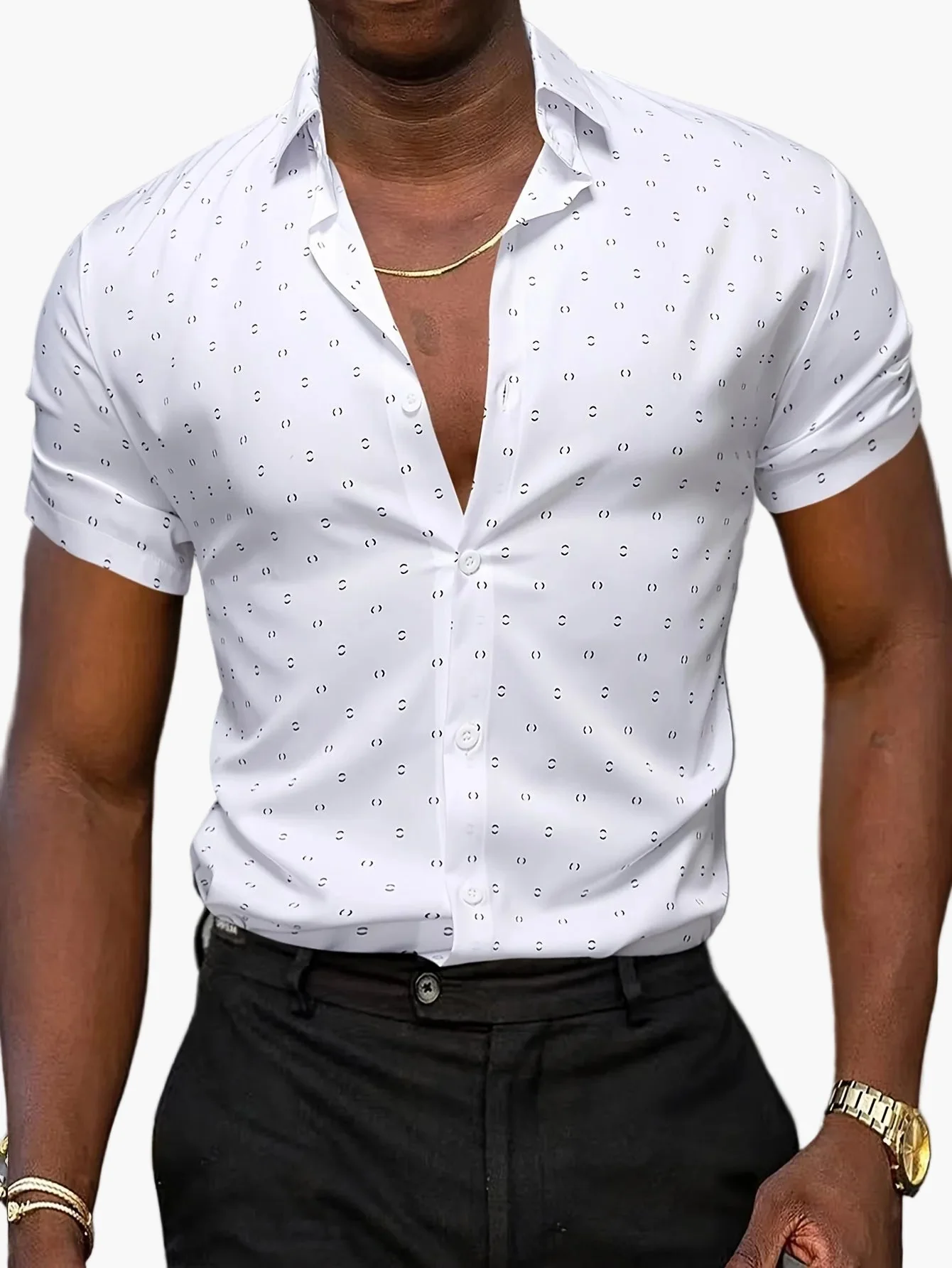 Chemise à manches courtes homme style casual imprimé élégant pour bureau ou sorties - Image 2