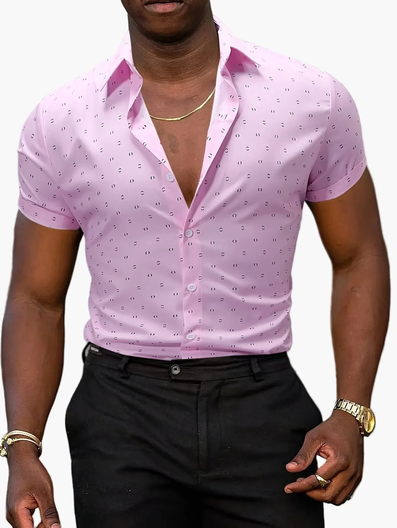 Chemise à manches courtes homme style casual imprimé élégant pour bureau ou sorties - Image 3