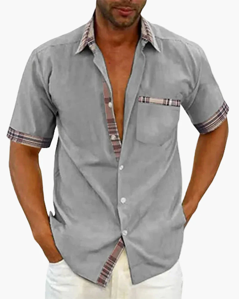 Chemise à manches courtes pour homme style décontracté chic avec détails contrastants - idéale pour toutes occasions - Image 3