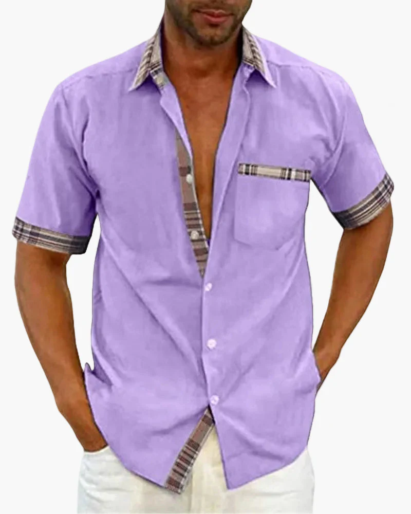 Chemise à manches courtes pour homme style décontracté chic avec détails contrastants - idéale pour toutes occasions - Image 4