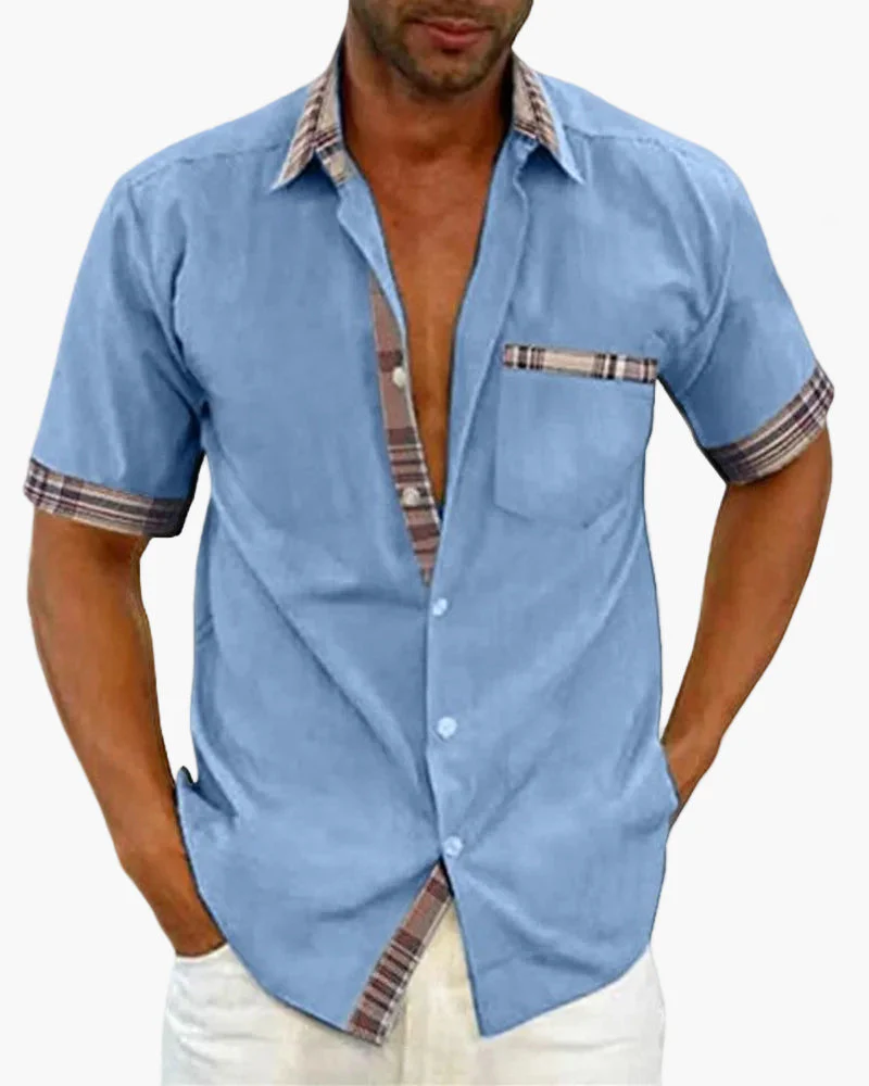 Chemise à manches courtes pour homme style décontracté chic avec détails contrastants - idéale pour toutes occasions - Image 5