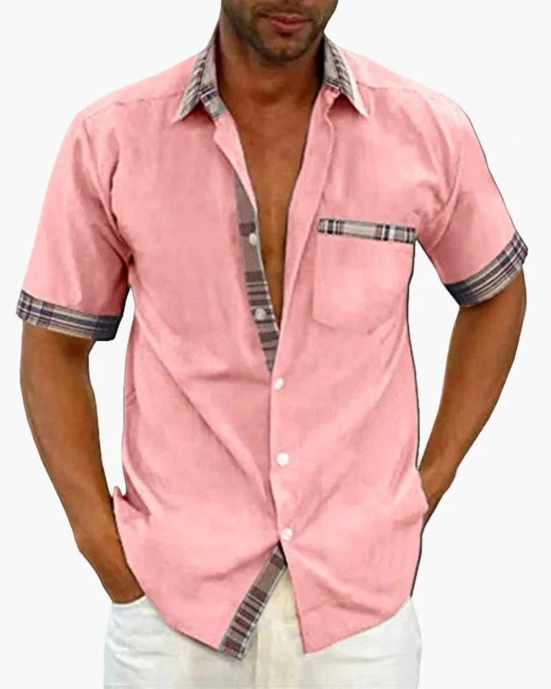 Chemise à manches courtes pour homme style décontracté chic avec détails contrastants - idéale pour toutes occasions - Image 6