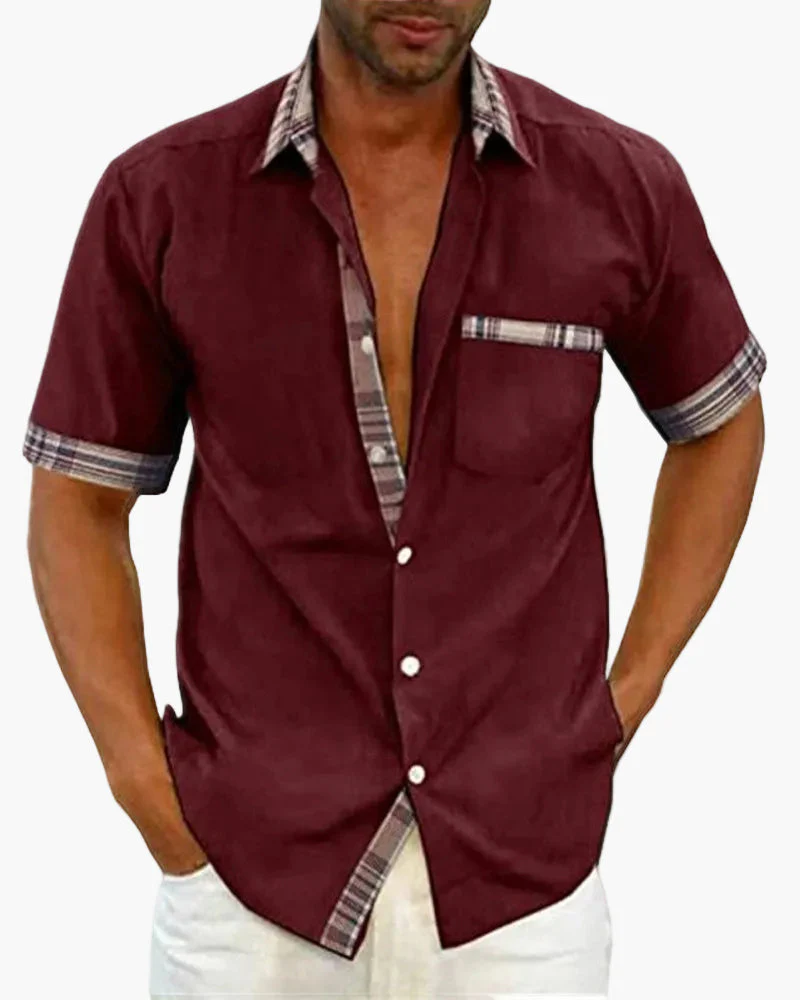 Chemise à manches courtes pour homme style décontracté chic avec détails contrastants - idéale pour toutes occasions - Image 7