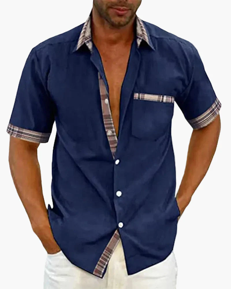 Chemise à manches courtes pour homme style décontracté chic avec détails contrastants - idéale pour toutes occasions - Image 8