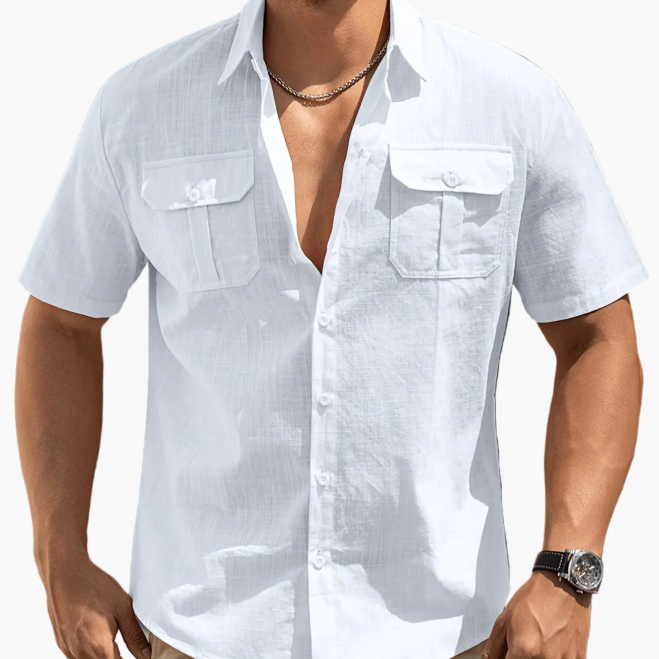 Chemise à manches courtes style casual pour homme avec poches – idéale pour l'été et les loisirs - Image 11
