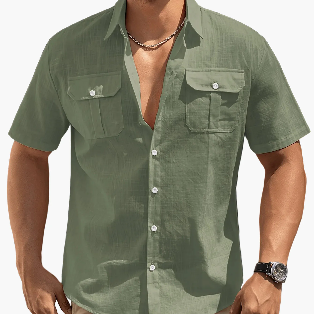 Chemise à manches courtes style casual pour homme avec poches – idéale pour l'été et les loisirs - Image 14