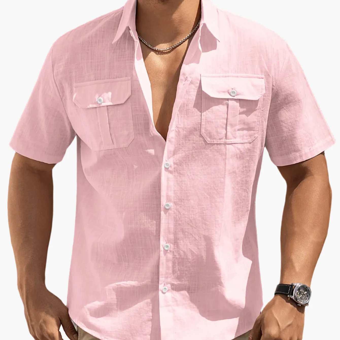Chemise à manches courtes style casual pour homme avec poches – idéale pour l'été et les loisirs - Image 15