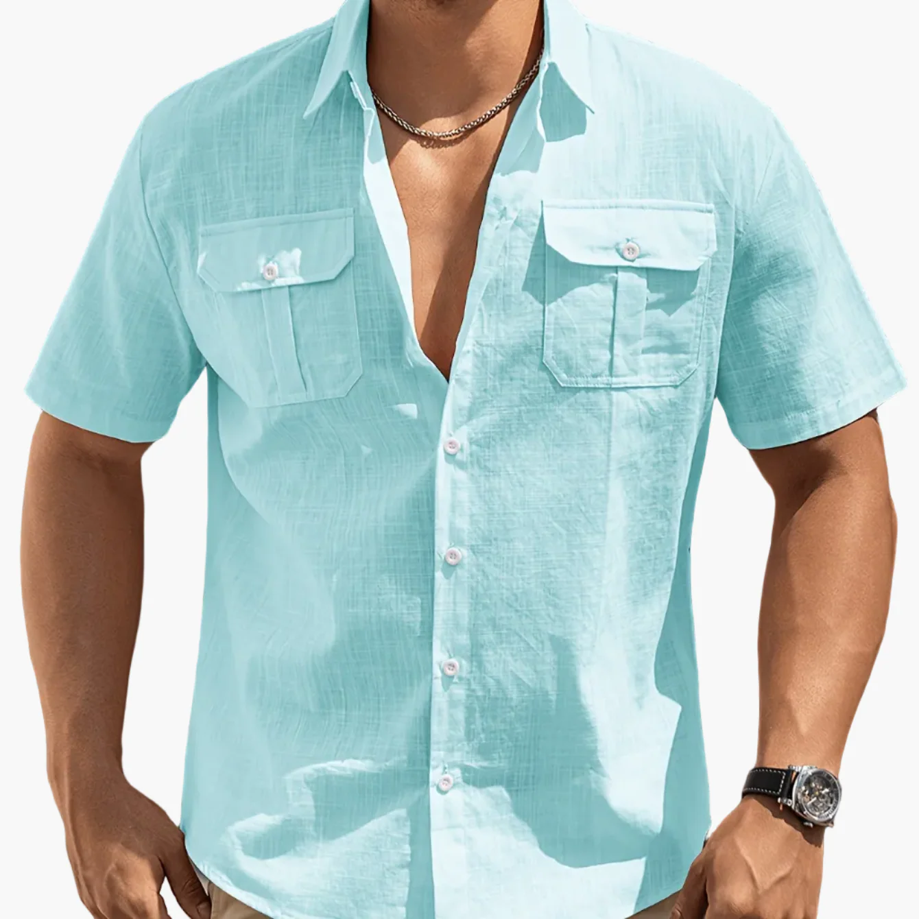 Chemise à manches courtes style casual pour homme avec poches – idéale pour l'été et les loisirs - Image 16