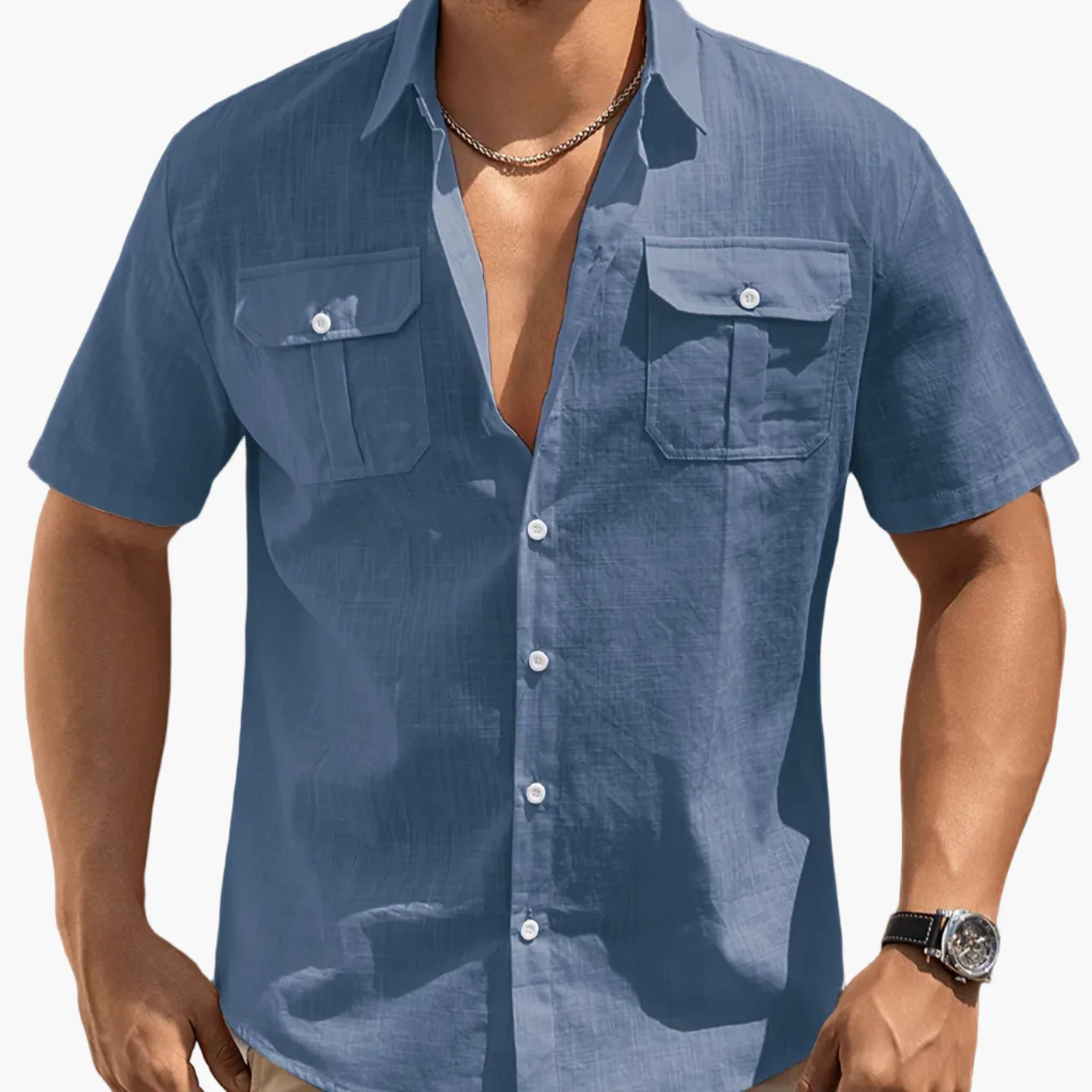 Chemise à manches courtes style casual pour homme avec poches – idéale pour l'été et les loisirs - Image 17