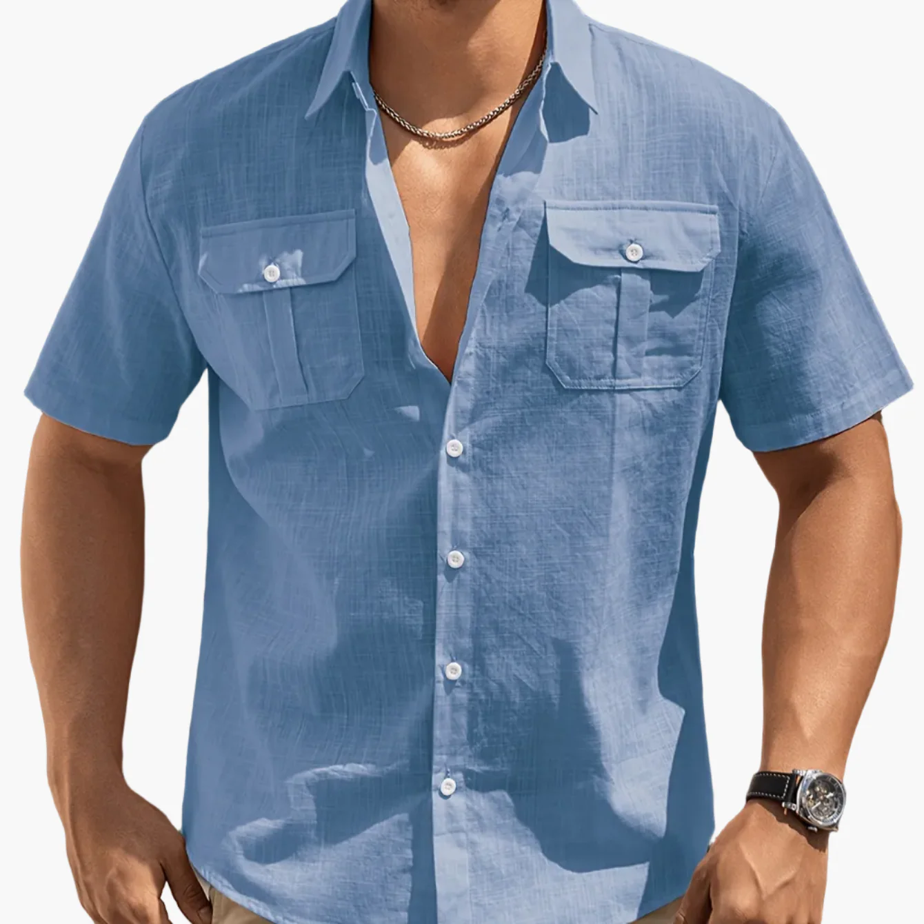 Chemise à manches courtes style casual pour homme avec poches – idéale pour l'été et les loisirs - Image 18