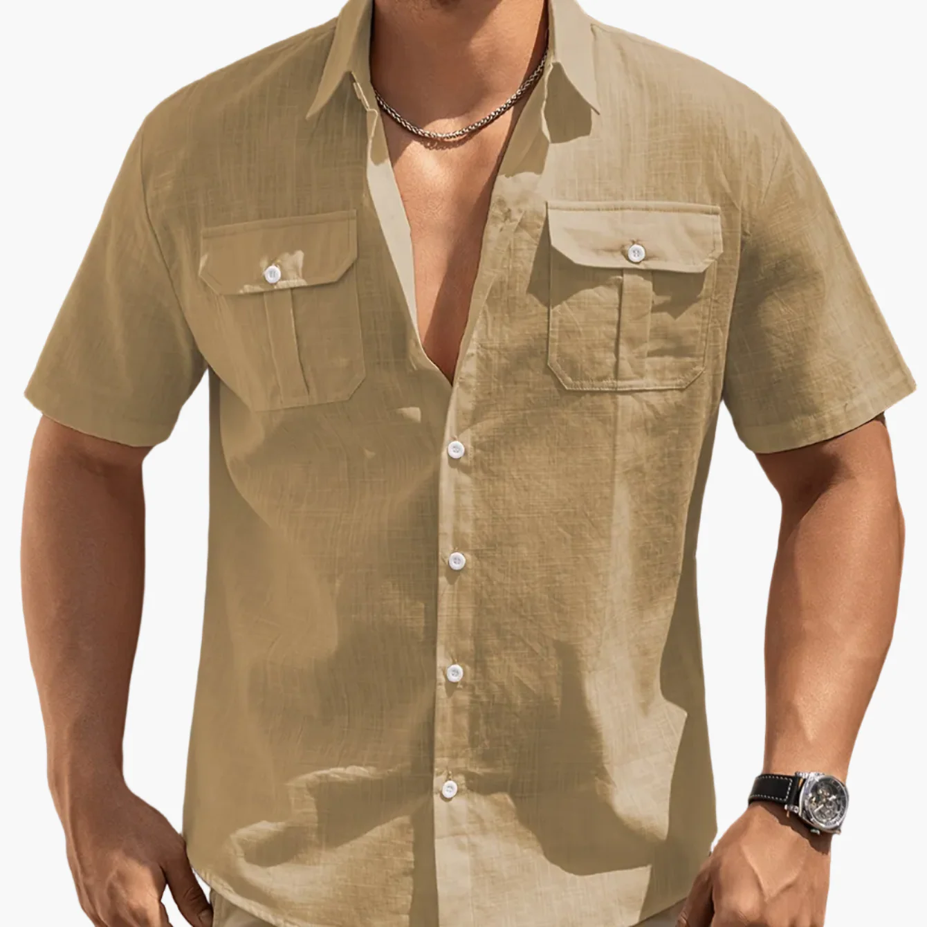 Chemise à manches courtes style casual pour homme avec poches – idéale pour l'été et les loisirs - Image 19