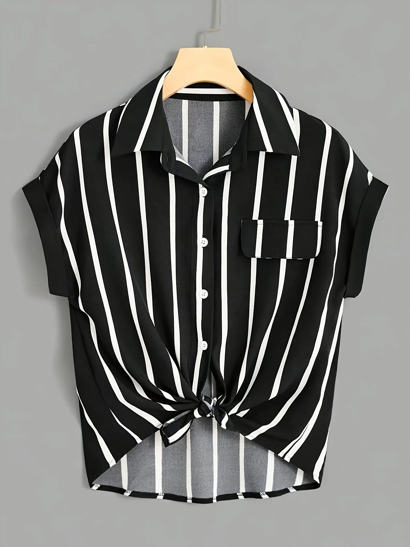 Chemise nouée à rayures style élégant pour femme - idéale pour l'été - Image 2