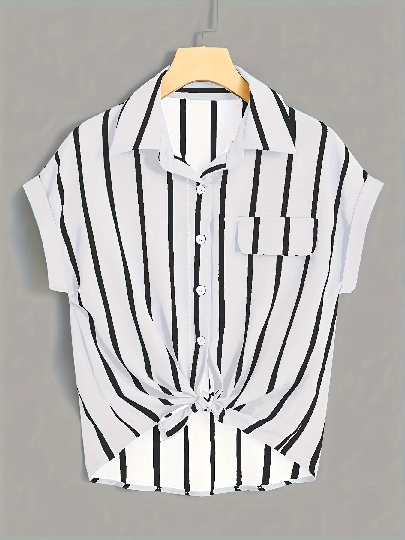 Chemise nouée à rayures style élégant pour femme - idéale pour l'été - Image 3