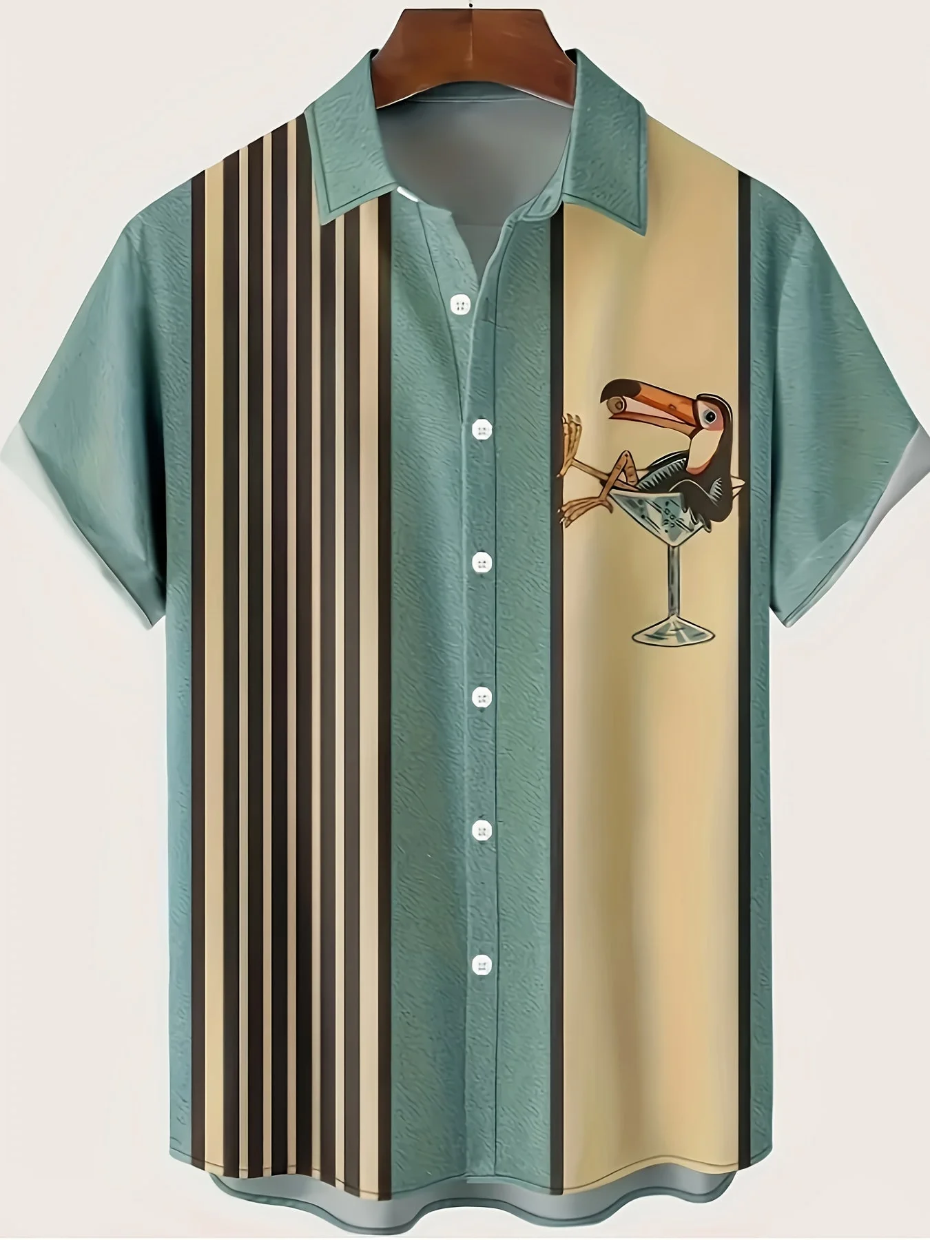 Chemise de plage décontractée homme style tropical à motif toucan – idéale pour l'été et les vacances - Image 2