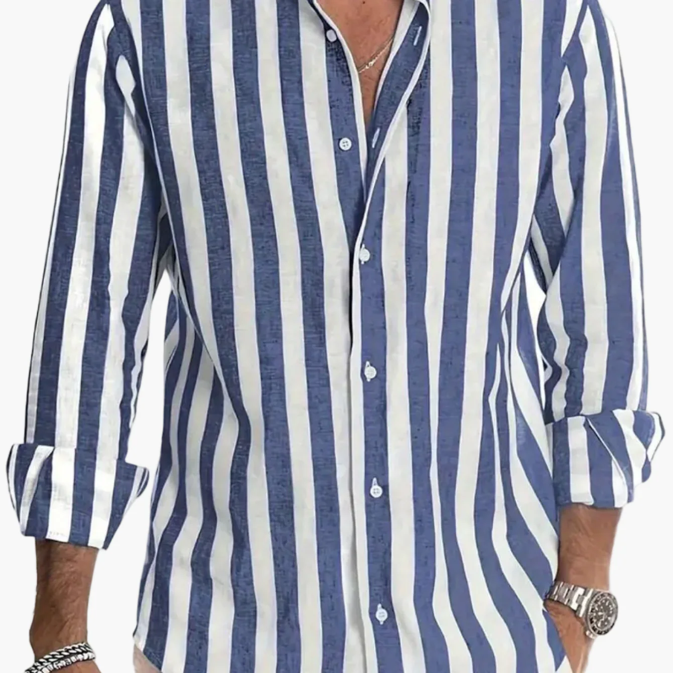 Chemise à rayures verticales décontractée pour homme – Style élégant et moderne, idéale pour toutes occasions - Image 11
