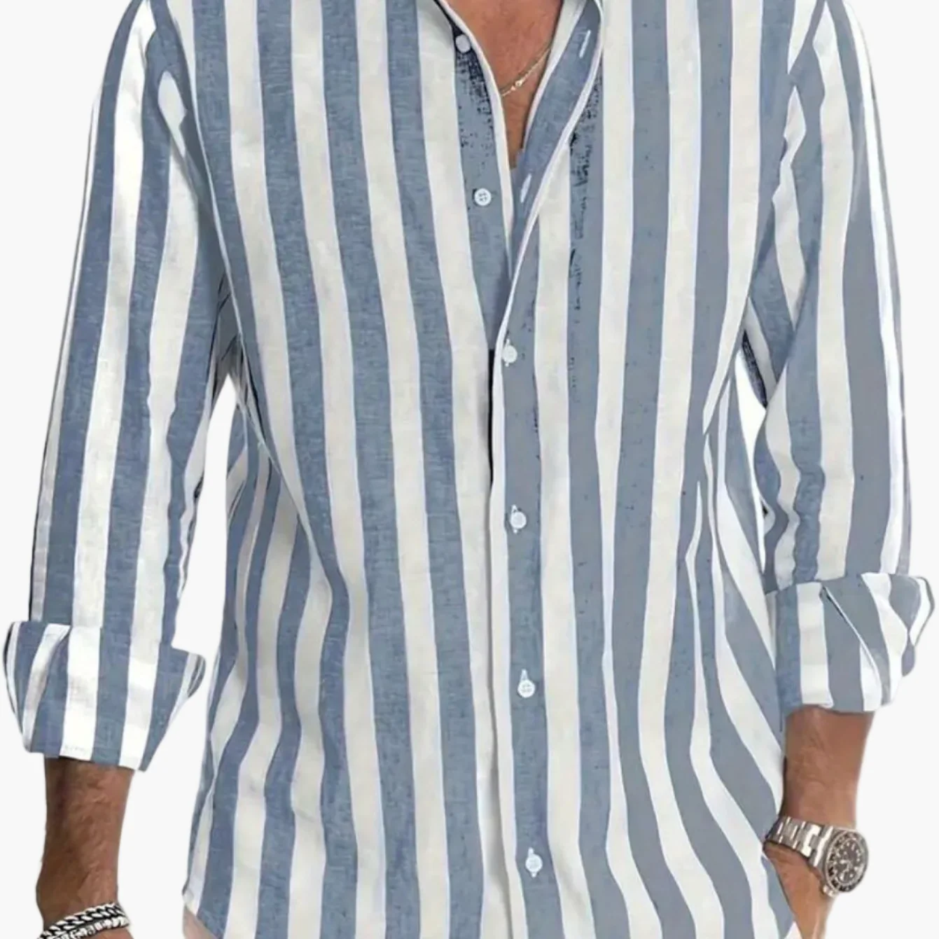Chemise à rayures verticales décontractée pour homme – Style élégant et moderne, idéale pour toutes occasions - Image 12