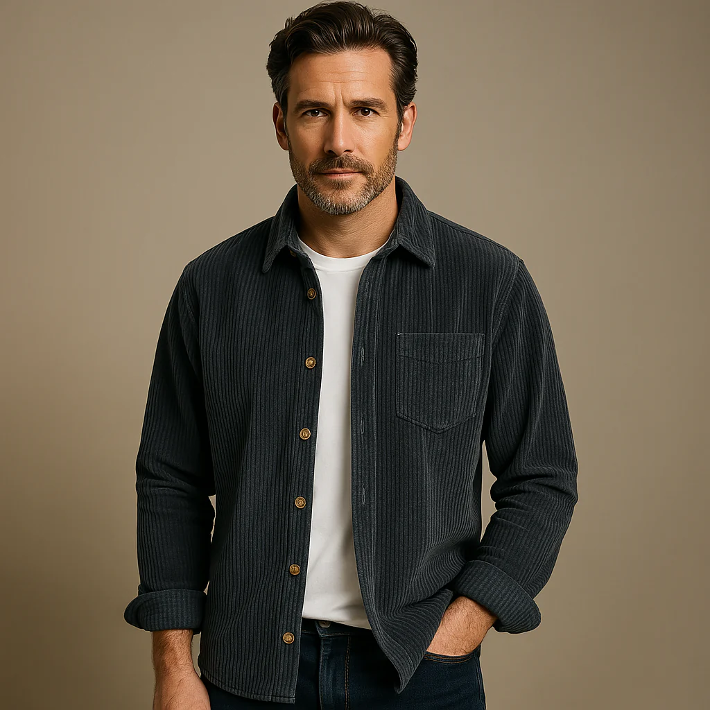 Chemise en velours côtelé style décontracté pour homme – idéale pour le quotidien et les loisirs - Image 4