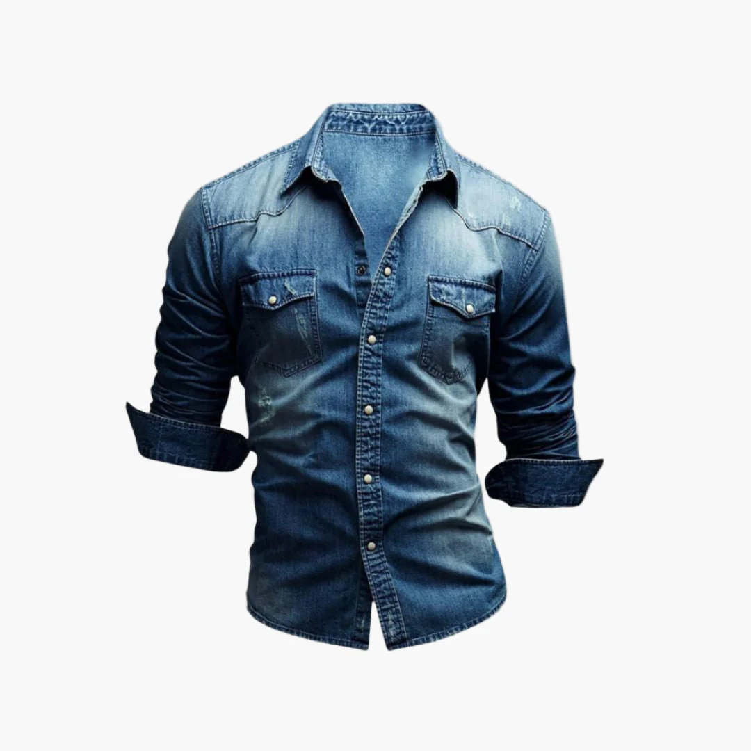 Chemise western homme style denim à boutons pression – Mode décontractée tendance - Image 3