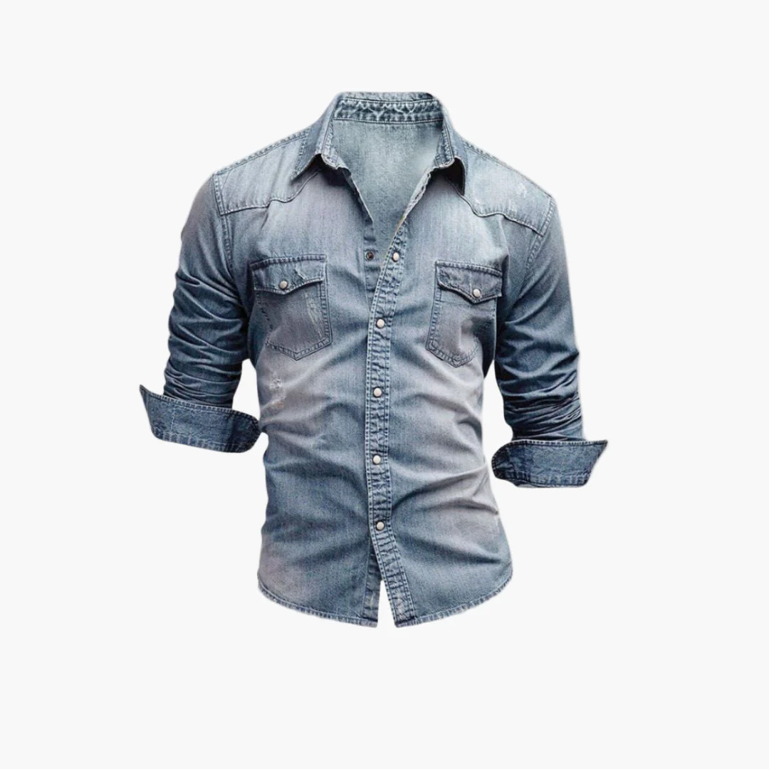 Chemise western homme style denim à boutons pression – Mode décontractée tendance - Image 4