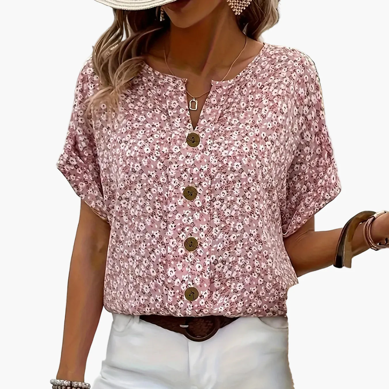 Chemisier Femme Élégant à Fleurs Boutonné Style Printanier Été - Image 10