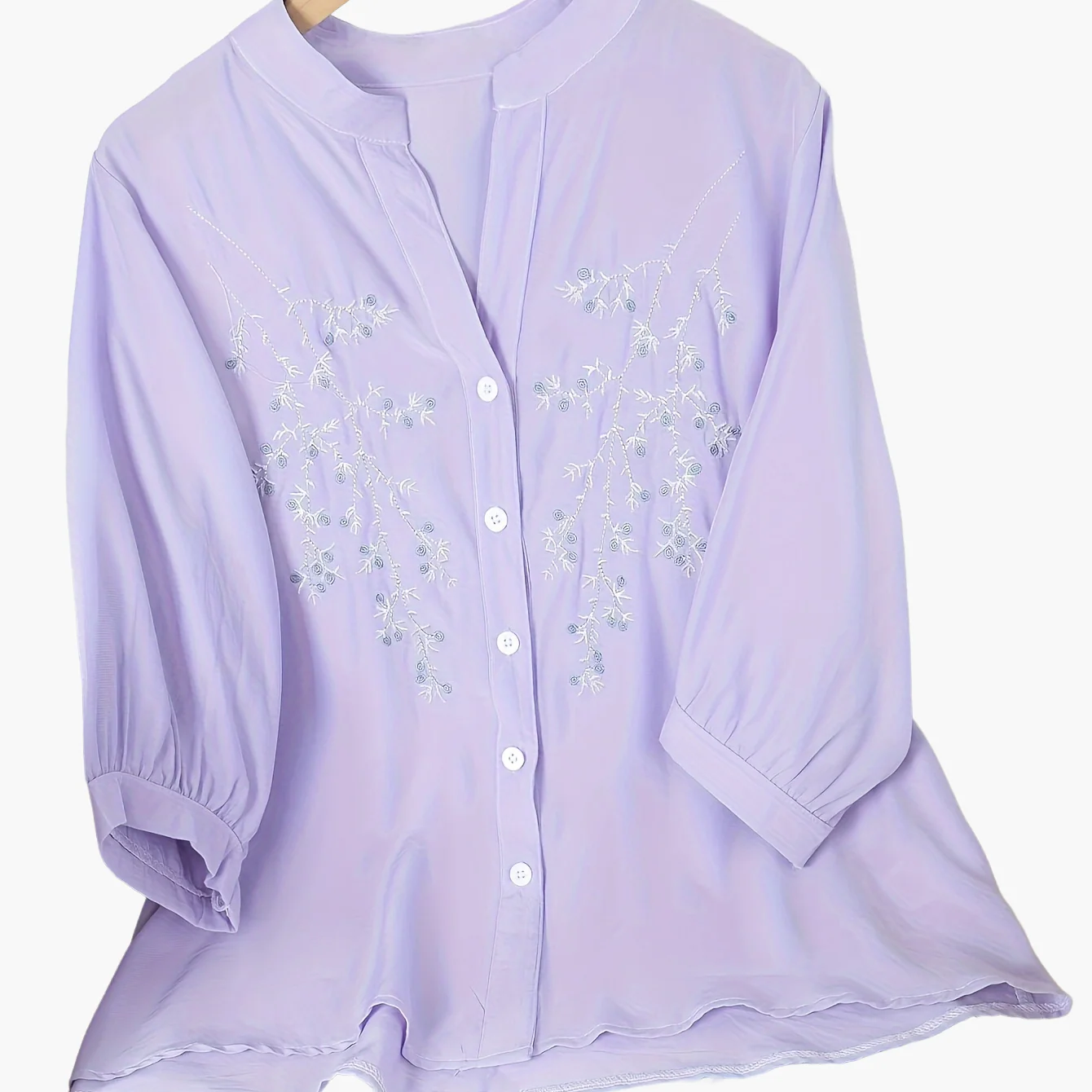 Chemisier femme élégant à broderie florale style estival pour bureau ou sortie - Image 10