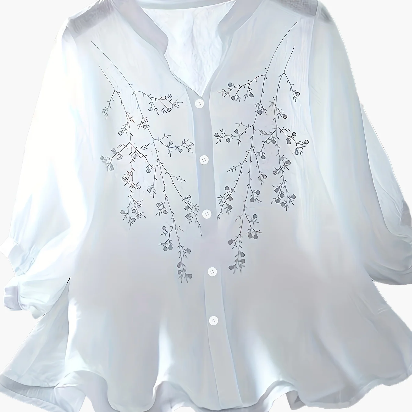Chemisier femme élégant à broderie florale style estival pour bureau ou sortie - Image 8