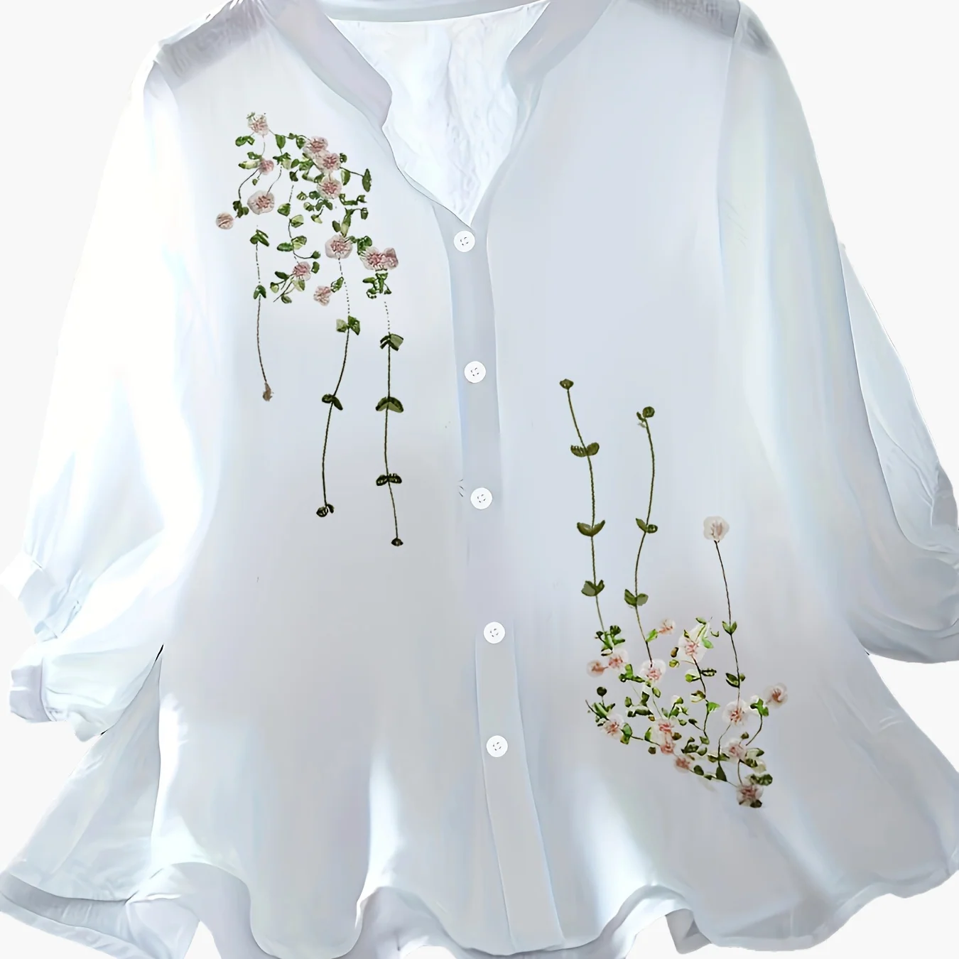 Chemisier femme élégant à broderie florale style estival pour bureau ou sortie - Image 9